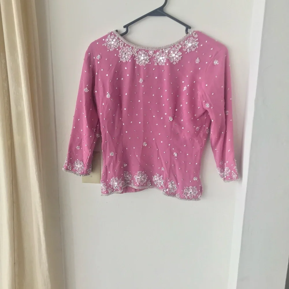 CORAL PINK SILK AND CRYSTAL LEHENGA WEDDING WEAR - Picture 2 of 2